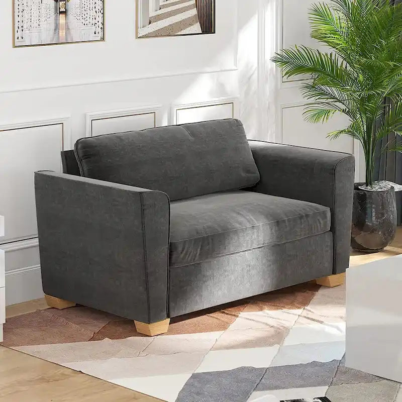 Canapé-lit gigogne moderne Mixoy, canapé-lit deux places en velours