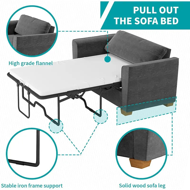 Canapé-lit gigogne moderne Mixoy, canapé-lit deux places en velours