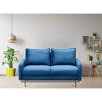 Canapé deux places en velours à accoudoirs carrés de 58 pouces