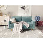 Canapé deux places en velours à accoudoirs carrés de 58 pouces