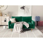 Canapé deux places en velours à accoudoirs carrés de 58 pouces