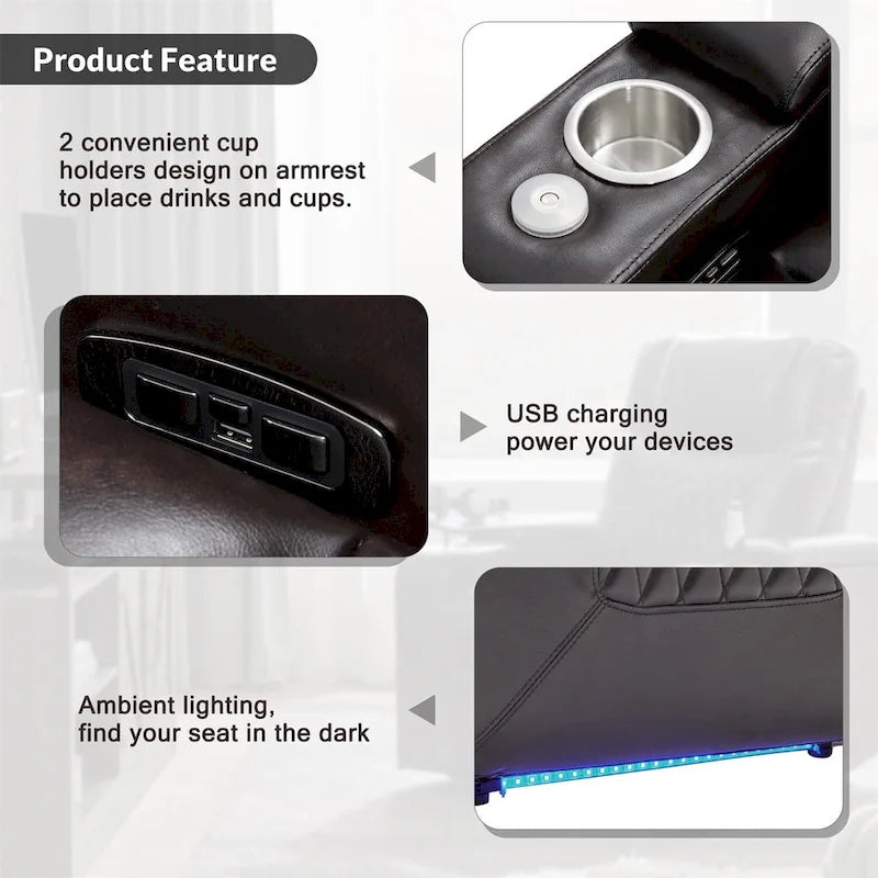 Fauteuil inclinable électrique Merax en cuir PU avec port de chargement USB