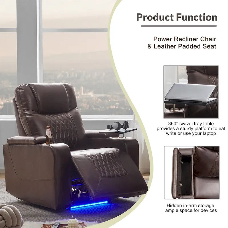 Fauteuil inclinable électrique Merax en cuir PU avec port de chargement USB