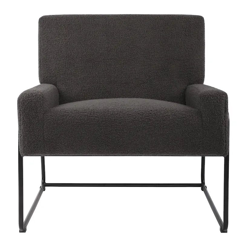 Fauteuil d'appoint en tissu bouclé, fauteuil en laine d'agneau avec structure en métal