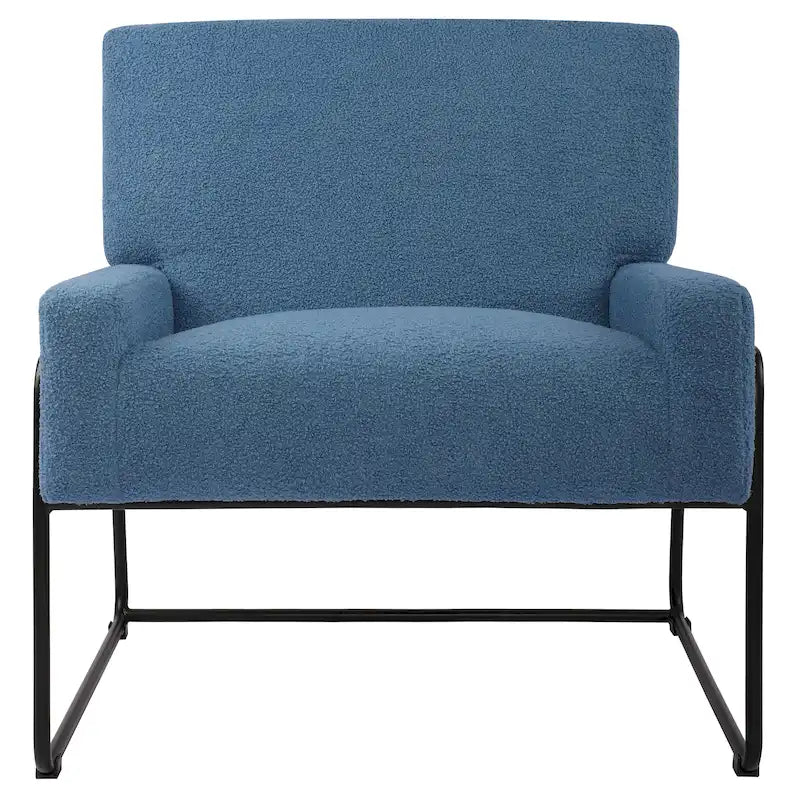 Fauteuil d'appoint en tissu bouclé, fauteuil en laine d'agneau avec structure en métal