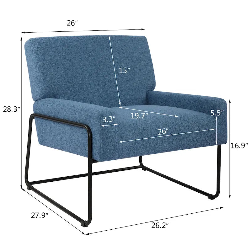 Fauteuil d'appoint en tissu bouclé, fauteuil en laine d'agneau avec structure en métal