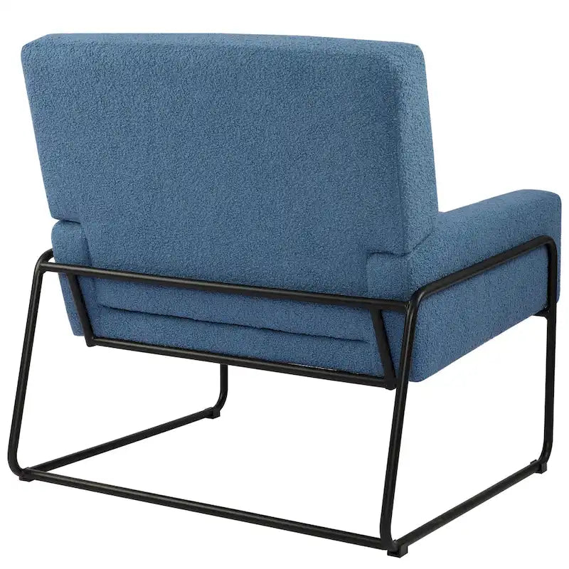 Fauteuil d'appoint en tissu bouclé, fauteuil en laine d'agneau avec structure en métal