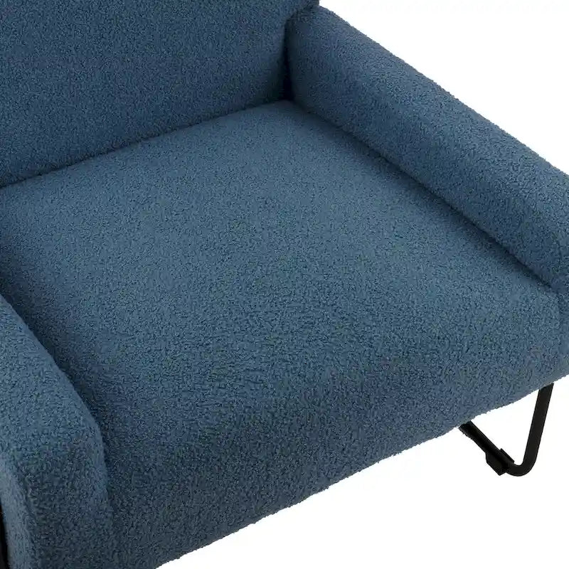 Fauteuil d'appoint en tissu bouclé, fauteuil en laine d'agneau avec structure en métal