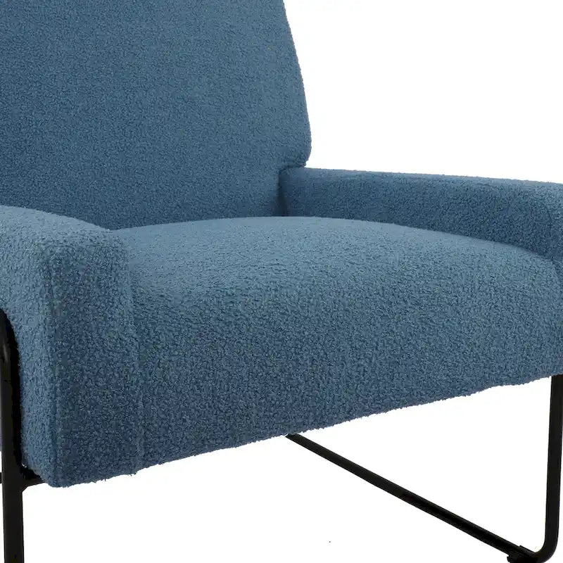 Fauteuil d'appoint en tissu bouclé, fauteuil en laine d'agneau avec structure en métal