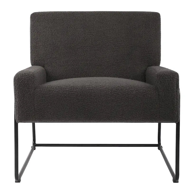 Fauteuil d'appoint en tissu bouclé, fauteuil en laine d'agneau avec structure en métal
