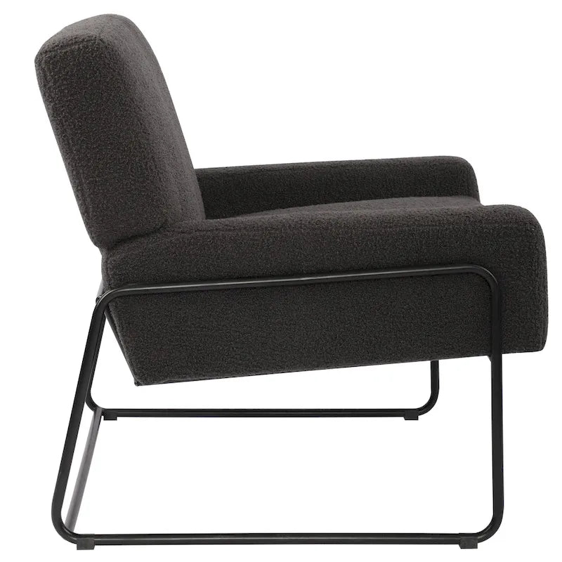Fauteuil d'appoint en tissu bouclé, fauteuil en laine d'agneau avec structure en métal
