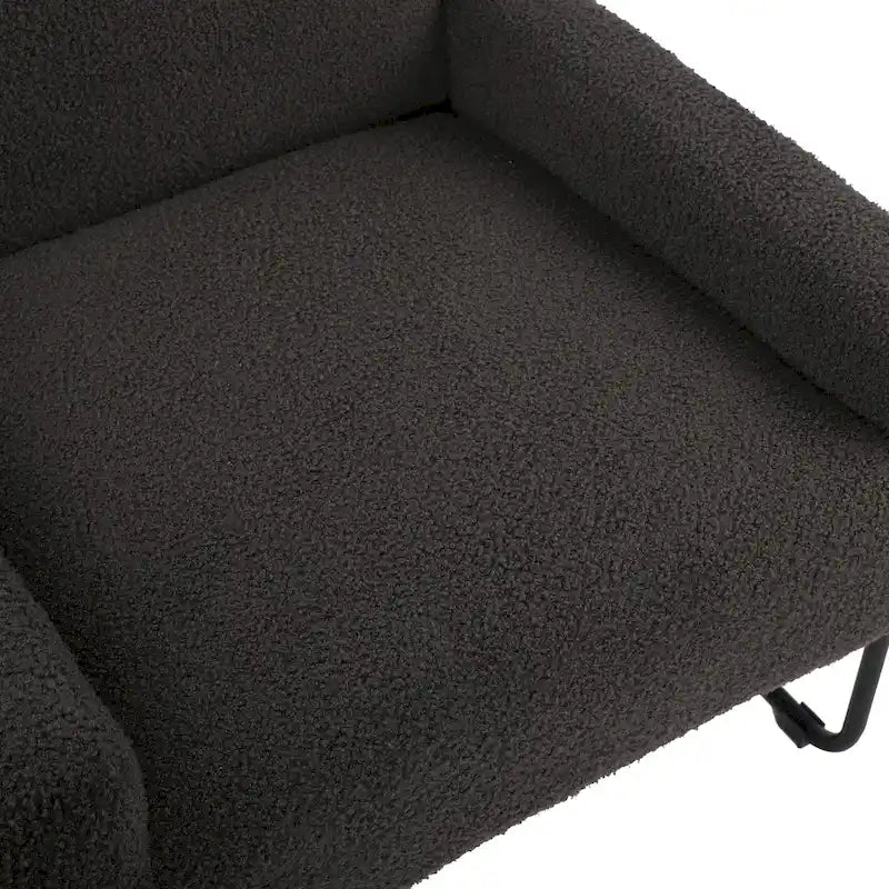 Fauteuil d'appoint en tissu bouclé, fauteuil en laine d'agneau avec structure en métal