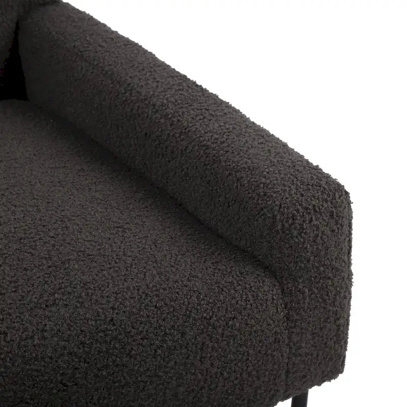 Fauteuil d'appoint en tissu bouclé, fauteuil en laine d'agneau avec structure en métal