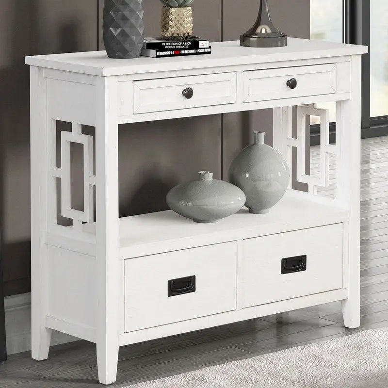Console avec 4 tiroirs et 1 étagère de rangement pour salon