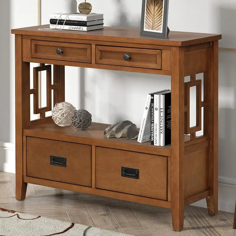 Console avec 4 tiroirs et 1 étagère de rangement pour salon