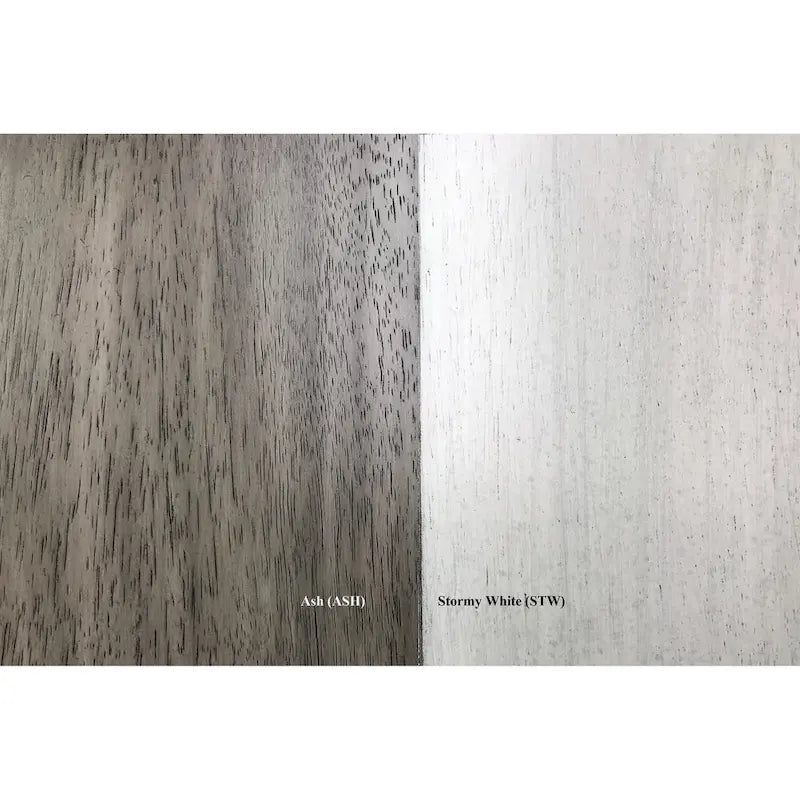 Ensemble de 5 chaises de salle à manger à double piétement et dossier échelle, style transitionnel, couleur frêne/blanc orageux