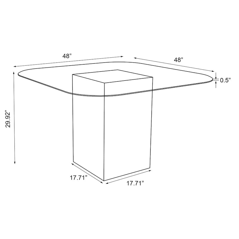 Table à manger Somette Valor Surfboard avec plateau en verre transparent