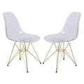 Cresco Plastic Dining Side Chair with Eiffel Base in Gold Set of 2 by LeisureMod