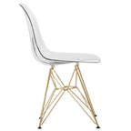 Chaises de salle à manger Cresco en plastique avec piètement Eiffel doré, lot de 2, par LeisureMod