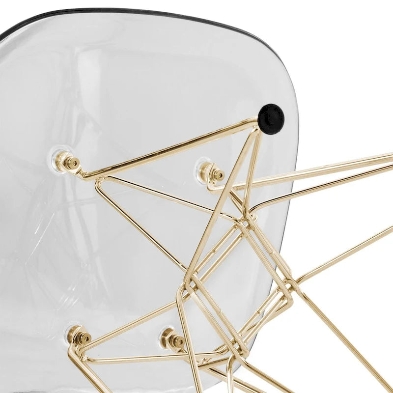 Chaises de salle à manger Cresco en plastique avec piètement Eiffel doré, lot de 2, par LeisureMod