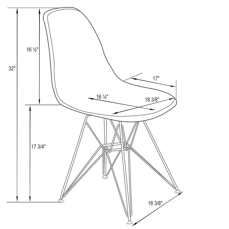Chaises de salle à manger Cresco en plastique avec piètement Eiffel doré, lot de 2, par LeisureMod