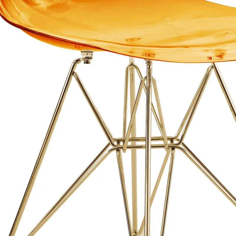 Chaises de salle à manger Cresco en plastique avec piètement Eiffel doré, lot de 2, par LeisureMod
