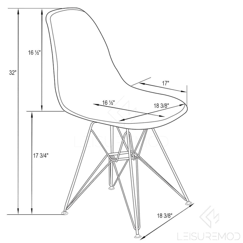 Chaises de salle à manger Cresco en plastique avec piètement Eiffel doré, lot de 2, par LeisureMod
