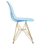 Chaises de salle à manger Cresco en plastique avec piètement Eiffel doré, lot de 2, par LeisureMod