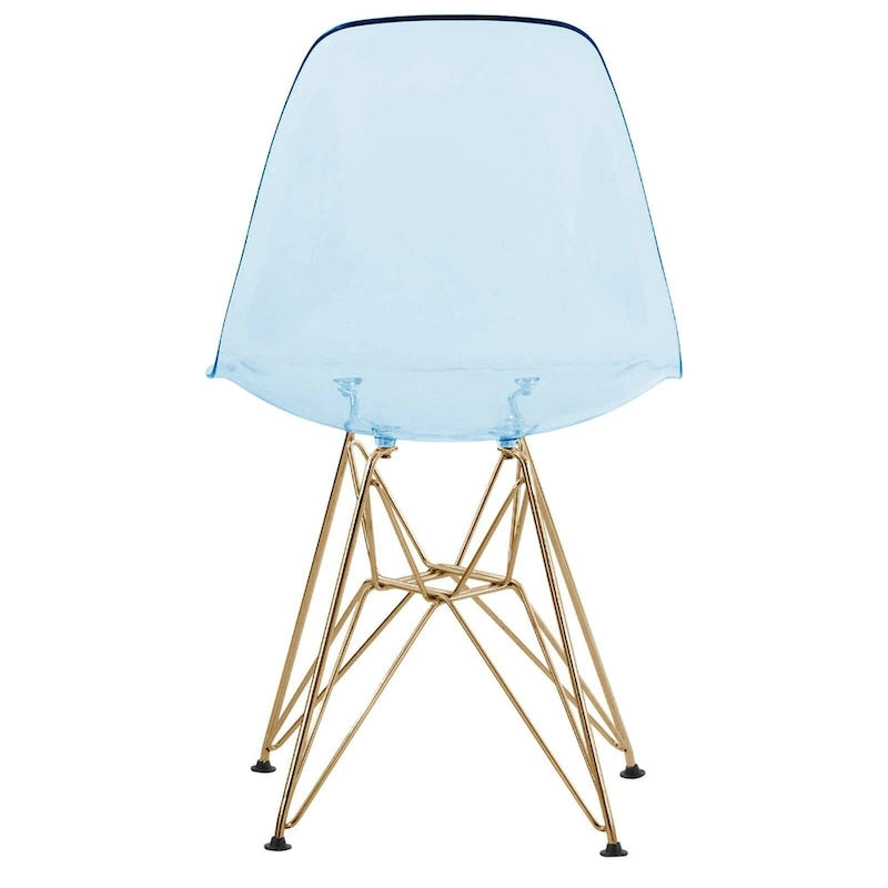 Chaises de salle à manger Cresco en plastique avec piètement Eiffel doré, lot de 2, par LeisureMod