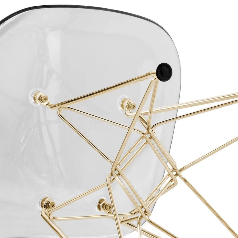 Chaises de salle à manger Cresco en plastique avec piètement Eiffel doré, lot de 2, par LeisureMod