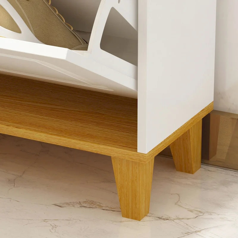 Meuble à chaussures blanc Kerrogee pour 24 paires avec 3 tiroirs rabattables