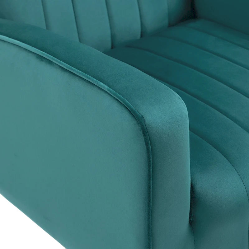 Ensemble de 2 fauteuils d'appoint à oreilles en velours avec pieds en métal pour salon