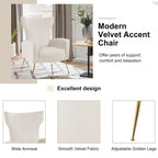 Ensemble de 2 fauteuils d'appoint à oreilles en velours avec pieds en métal pour salon