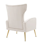 Ensemble de 2 fauteuils d'appoint à oreilles en velours avec pieds en métal pour salon