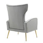 Ensemble de 2 fauteuils d'appoint à oreilles en velours avec pieds en métal pour salon