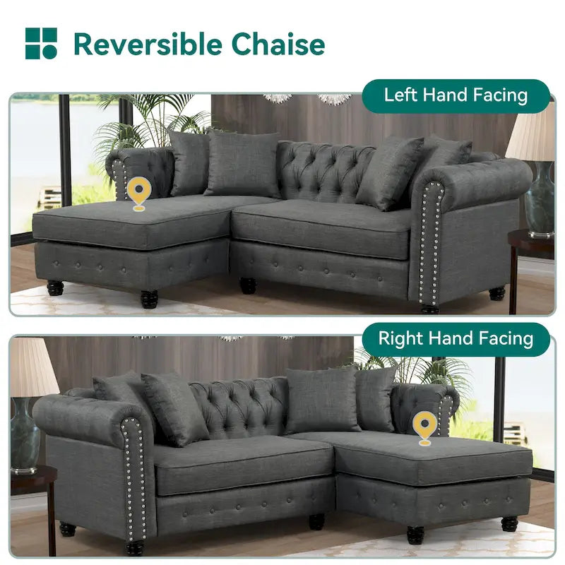 Canapé Chesterfield Morden Fort, mobilier de salon, canapés en lin