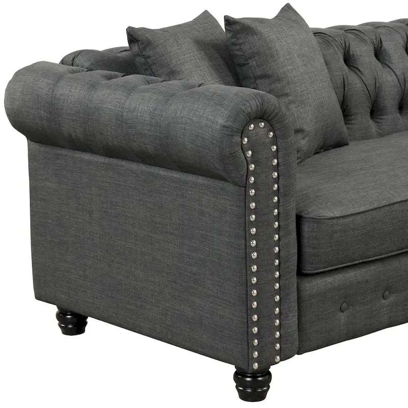 Canapé Chesterfield Morden Fort, mobilier de salon, canapés en lin