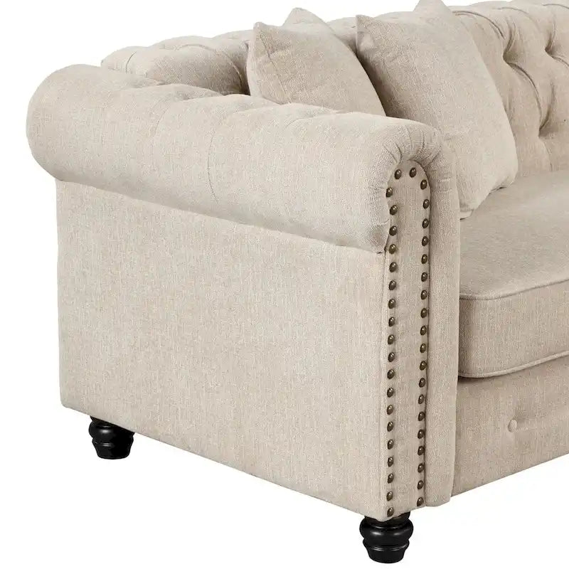 Canapé Chesterfield Morden Fort, mobilier de salon, canapés en lin