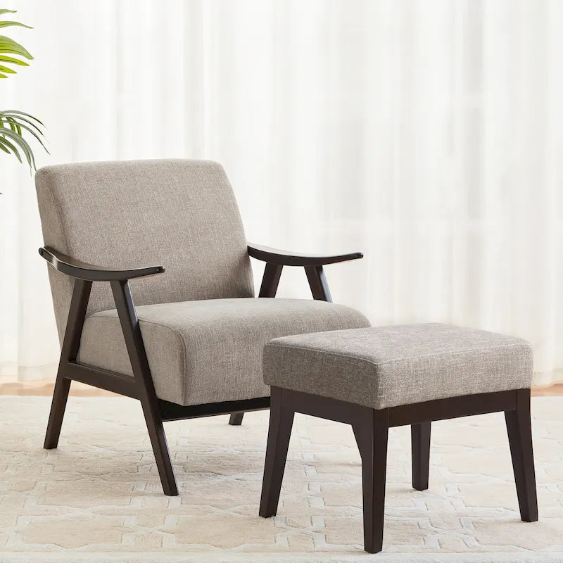 Ensemble fauteuil et repose-pieds HUIMO style moderne du milieu du siècle, fauteuil d'appoint rembourré pour salon, chambre