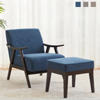 Ensemble fauteuil et repose-pieds HUIMO style moderne du milieu du siècle, fauteuil d'appoint rembourré pour salon, chambre