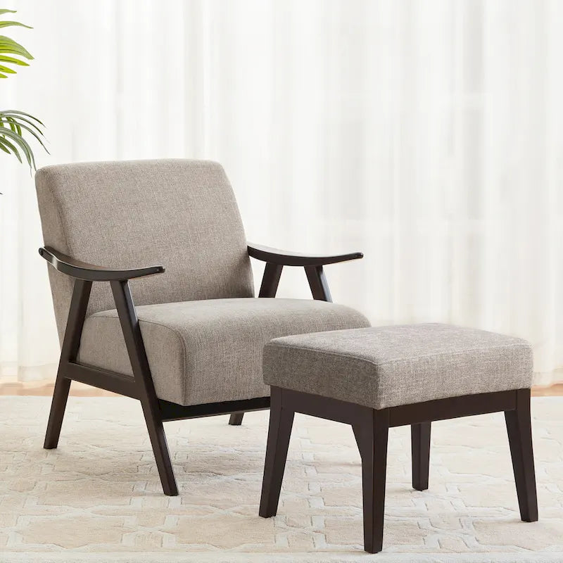 Ensemble fauteuil et repose-pieds HUIMO style moderne du milieu du siècle, fauteuil d'appoint rembourré pour salon, chambre