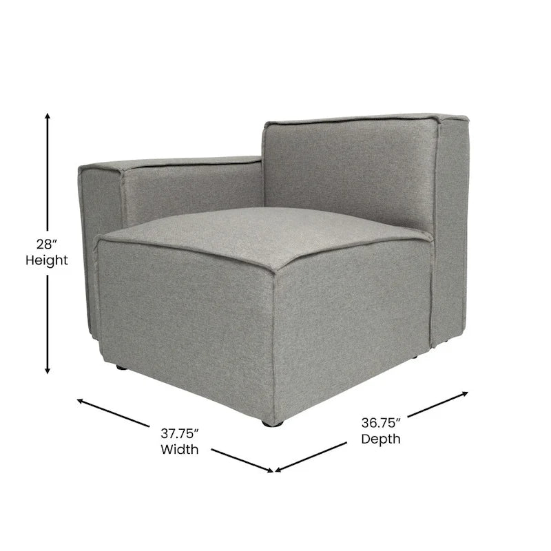 Fauteuil de canapé modulaire configurable contemporain avec accoudoir côté gauche