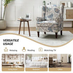 Fauteuil à oreilles Epimethis traditionnel en tissu avec pieds tournés par HULALA HOME