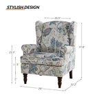 Fauteuil à oreilles Epimethis traditionnel en tissu avec pieds tournés par HULALA HOME