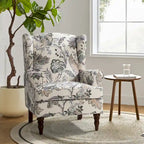 Fauteuil à oreilles Epimethis traditionnel en tissu avec pieds tournés par HULALA HOME