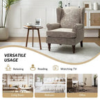 Fauteuil à oreilles Epimethis traditionnel en tissu avec pieds tournés par HULALA HOME