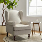 Fauteuil à oreilles Epimethis traditionnel en tissu avec pieds tournés par HULALA HOME