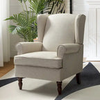 Fauteuil à oreilles Epimethis traditionnel en tissu avec pieds tournés par HULALA HOME