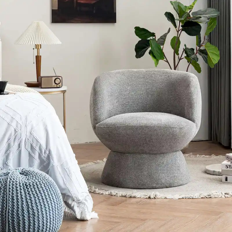 Ensemble de 1 fauteuil pivotant de style moderne en tissu bouclé