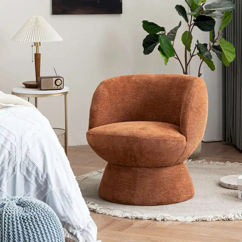 Ensemble de 1 fauteuil pivotant de style moderne en tissu bouclé
